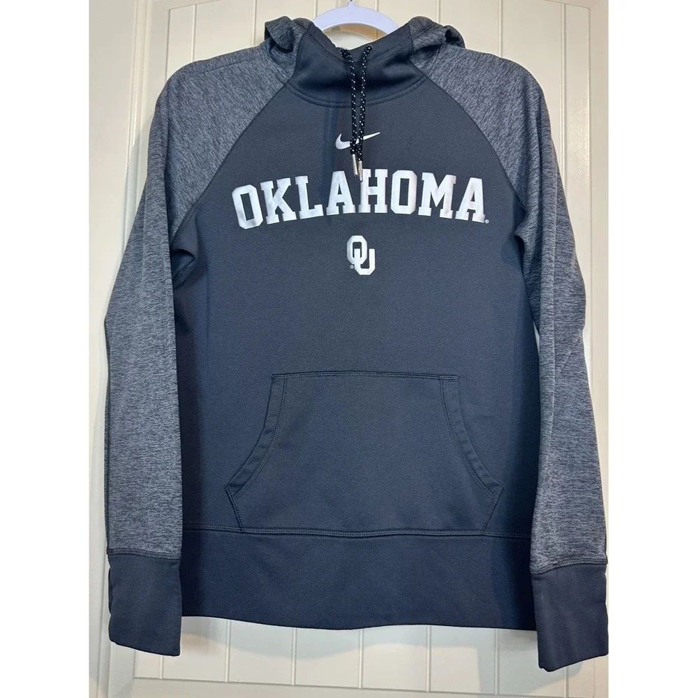 Nike Therma Fit womens gray hoodie sweatshirt hoodie OU‎ Oklahoma Sooners sz M